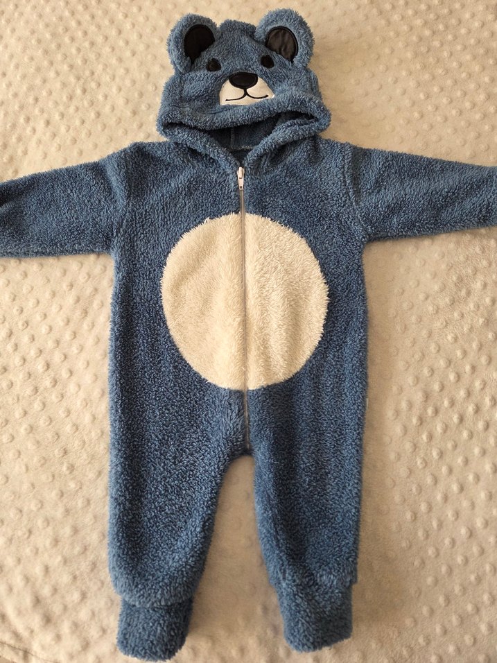 Mavi Erkek Bebek Peluş Tulum - Görsel 2