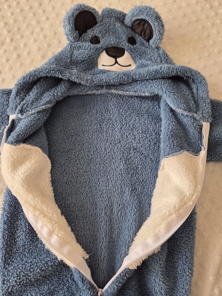 Mavi Erkek Bebek Peluş Tulum - Görsel 3