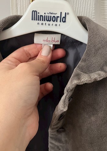 Kız Çocuk Gri Süet Düğmeli Ceket - Görsel 2