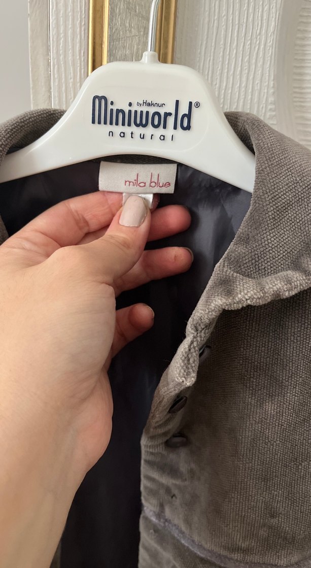 Kız Çocuk Gri Süet Düğmeli Ceket - Görsel 2