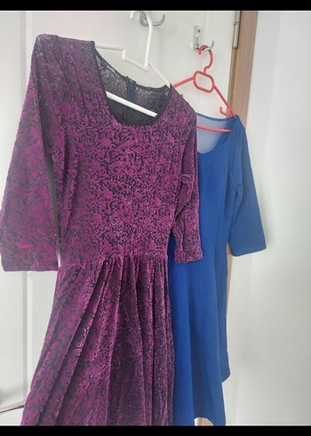 Mor Dantel Detaylı Midi Kadın Elbise ve mavi elbise TOPLU FİYAT - Görsel 7