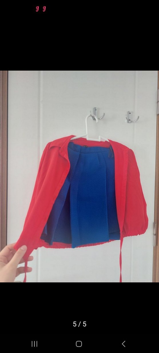 Mavi Mini Kadın Gömlek ve saks mavisi etek TOPLU FİYAT - Görsel 5