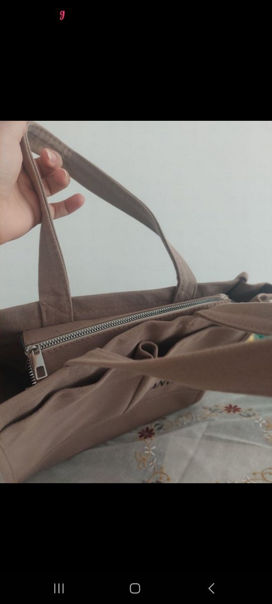 Kanvas Baskılı Kahverengi Kadın Çanta - Görsel 3