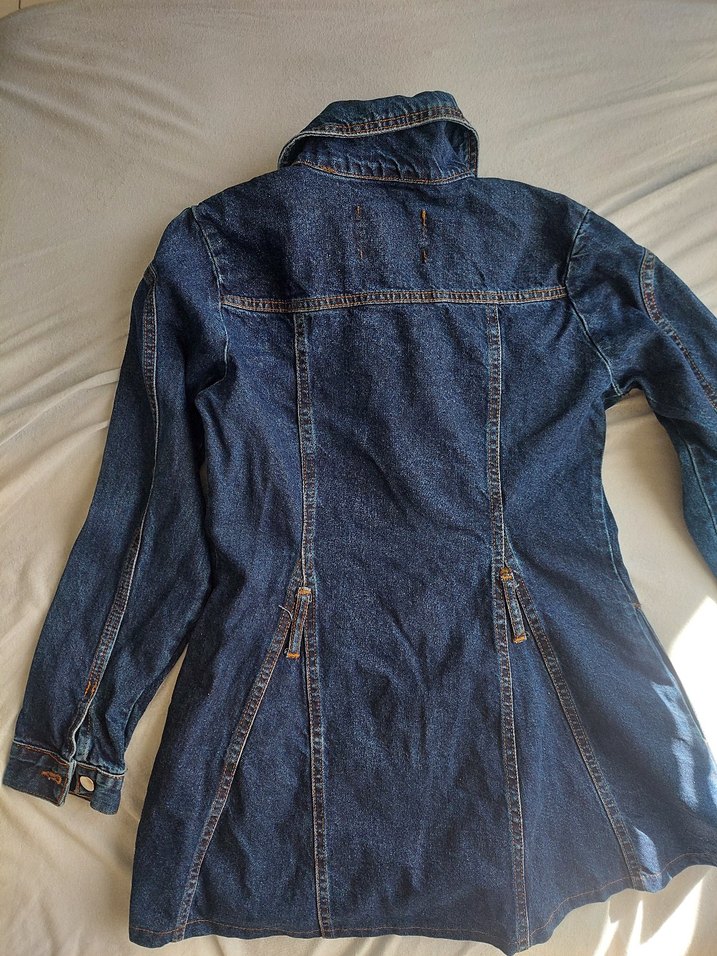 Kadın Lacivert Düğmeli Kot elbise - Görsel 3