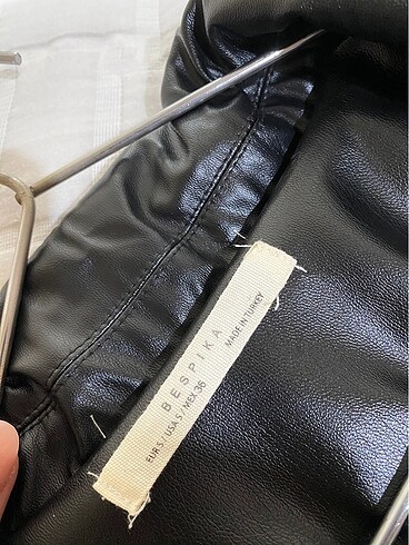 s Beden Siyah Suni Deri Blazer Ceket