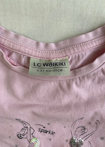 Kız Çocuk Pembe Pamuklu Tişört Fırfırlı - Görsel 4