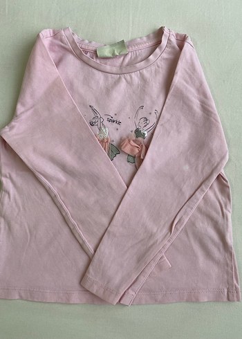 Kız Çocuk Pembe Pamuklu Tişört Fırfırlı - Görsel 2