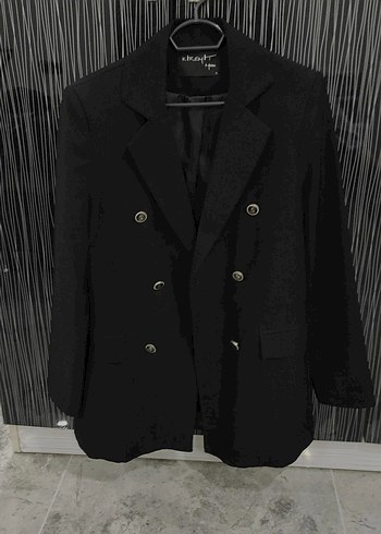 Düğmeli Siyah Kadın Midi Blazer - Görsel 2