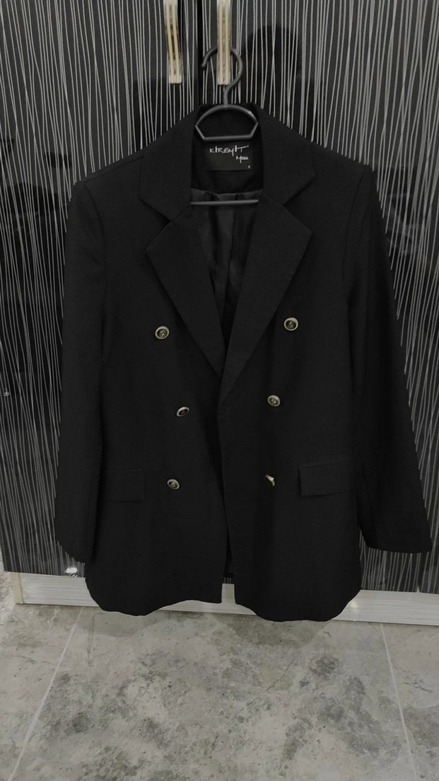 Düğmeli Siyah Kadın Midi Blazer - Görsel 2