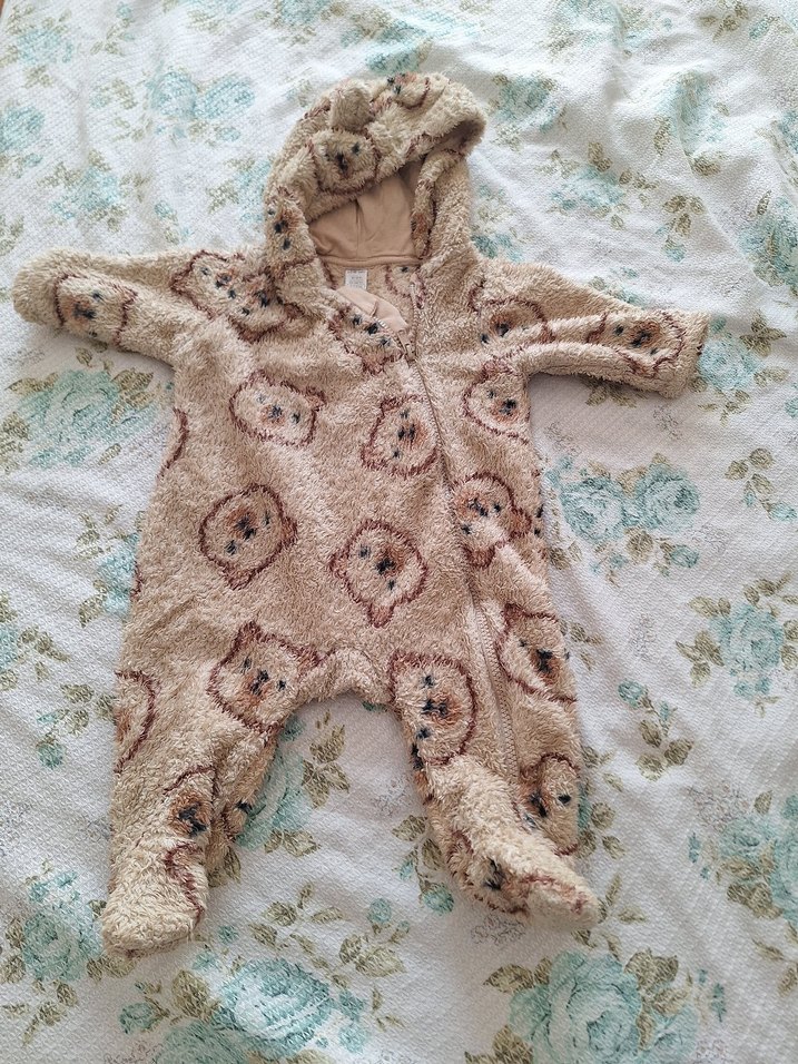 Örgü Detaylı Kahverengi Bebek Tulumu - Görsel 2