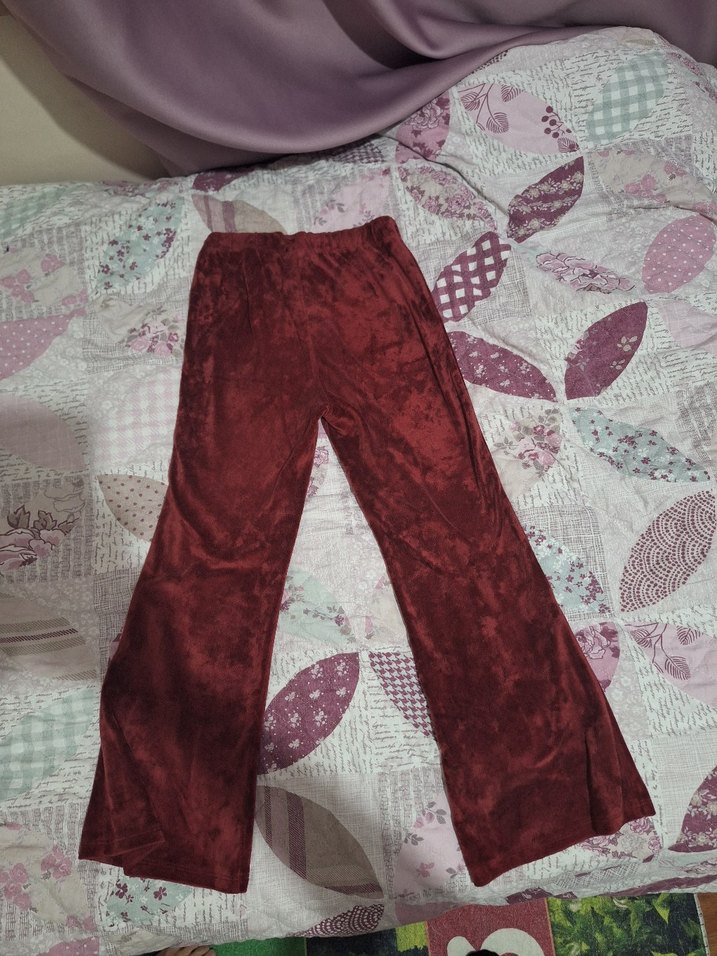 Bordo Kız çocuk Bohem Kumaş Pantolon - Görsel 2