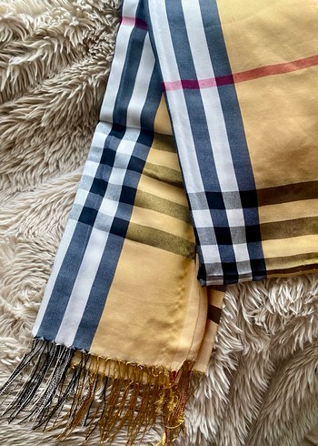 Sarı Gri Püsküllü Bohem Kadın Şalı - Görsel 4