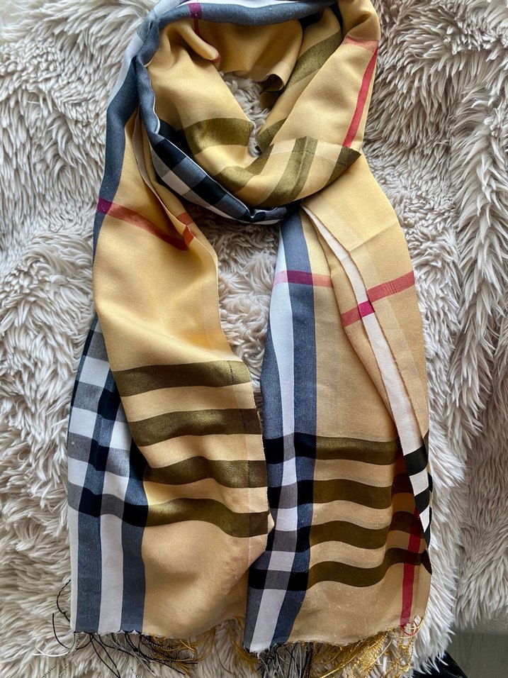 Sarı Gri Püsküllü Bohem Kadın Şalı - Görsel 2