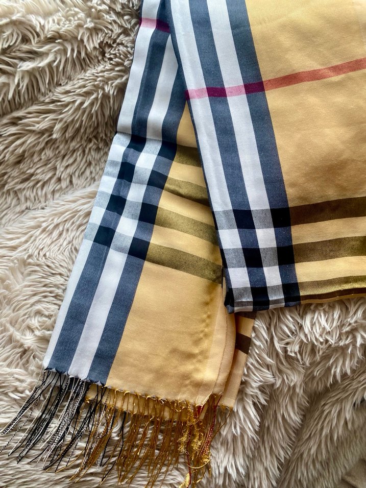 Sarı Gri Püsküllü Bohem Kadın Şalı - Görsel 4