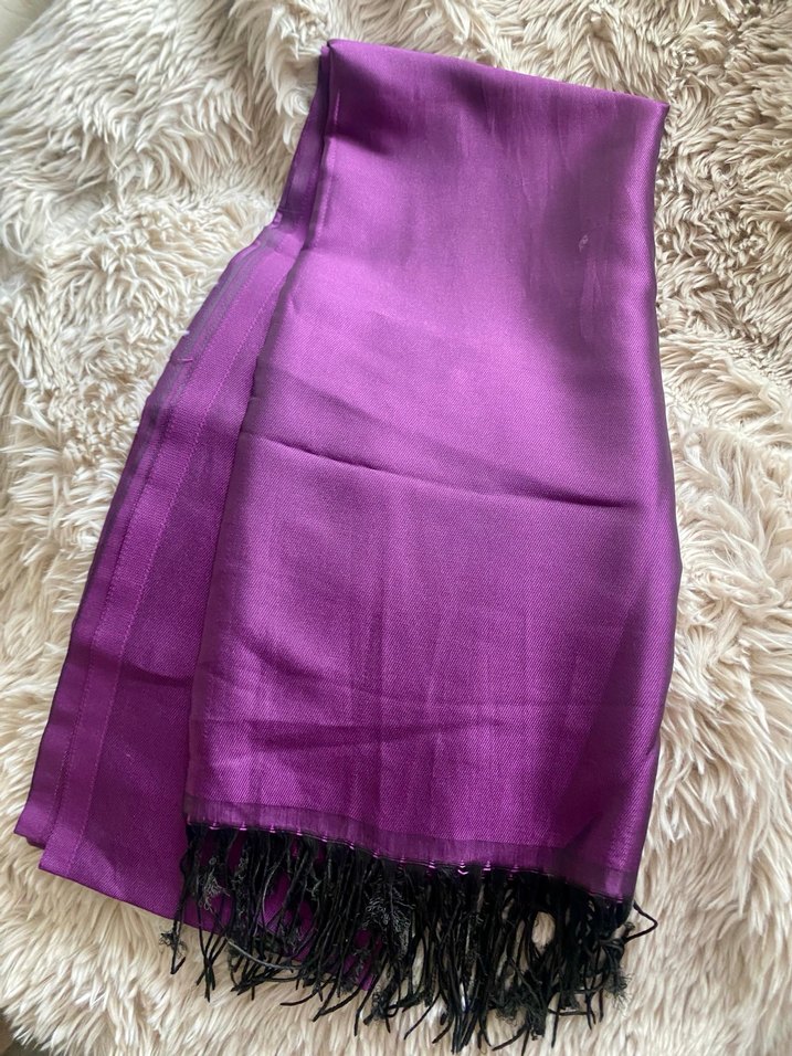 Parlak Mor İpek Kadın Şal - Görsel 2