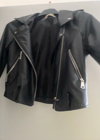 Kadın Siyah Deri Biker Ceket - Görsel 5