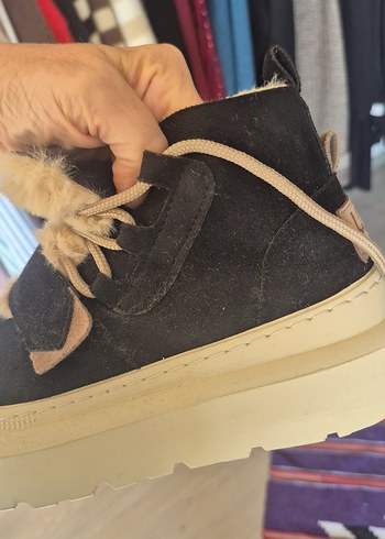 37 Beden ugg Kahverengi Süet Tüylü Dolgu Topuklu Bot