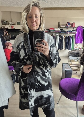 Kalin italyan oversize hırka, raised silk cardigan