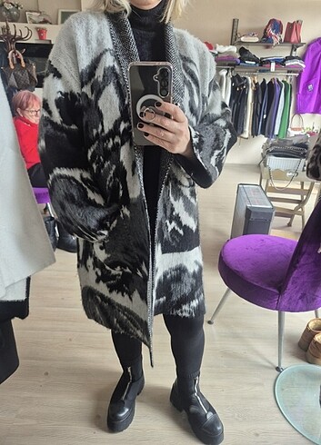 universal Beden Kalin italyan oversize hırka, raised silk cardigan