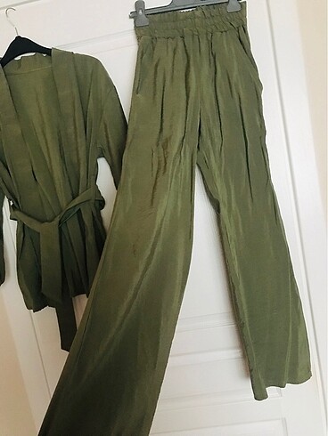 Diğer Yeşil bol pantolon kimono üst salaş takım