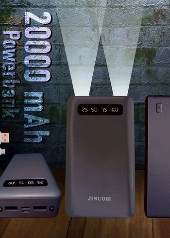 Gri JINUOBI 20000mAh Taşınabilir Powerbank