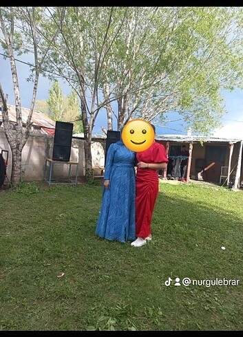 42 Beden mavi Renk Simli uzun elbise