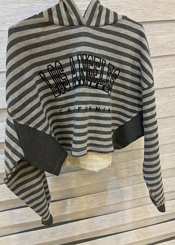 kapüşonlu crop sweatshirt - Görsel 3
