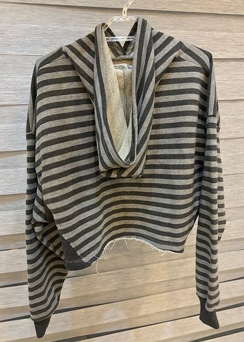 kapüşonlu crop sweatshirt - Görsel 4