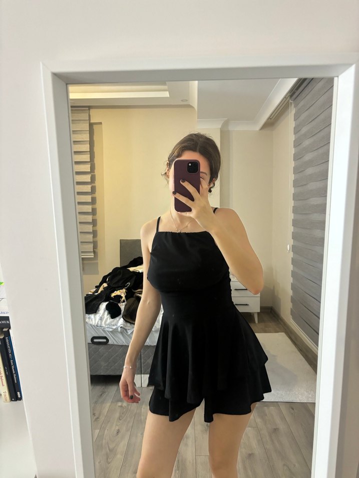 Siyah Mini Elbise - Görsel 2