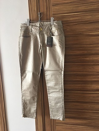 Gold rengi parlak pantolon