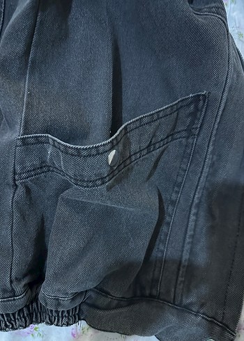s Beden gri Renk Gri Kadın Denim Ceket, Düğmeli, Bol Kesim