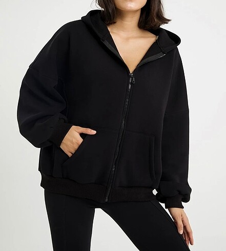 Siyah fermuarlı sweatshirt