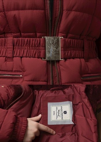 Kemerli Bordo Kız/Kadın Şişme Mont - Görsel 2