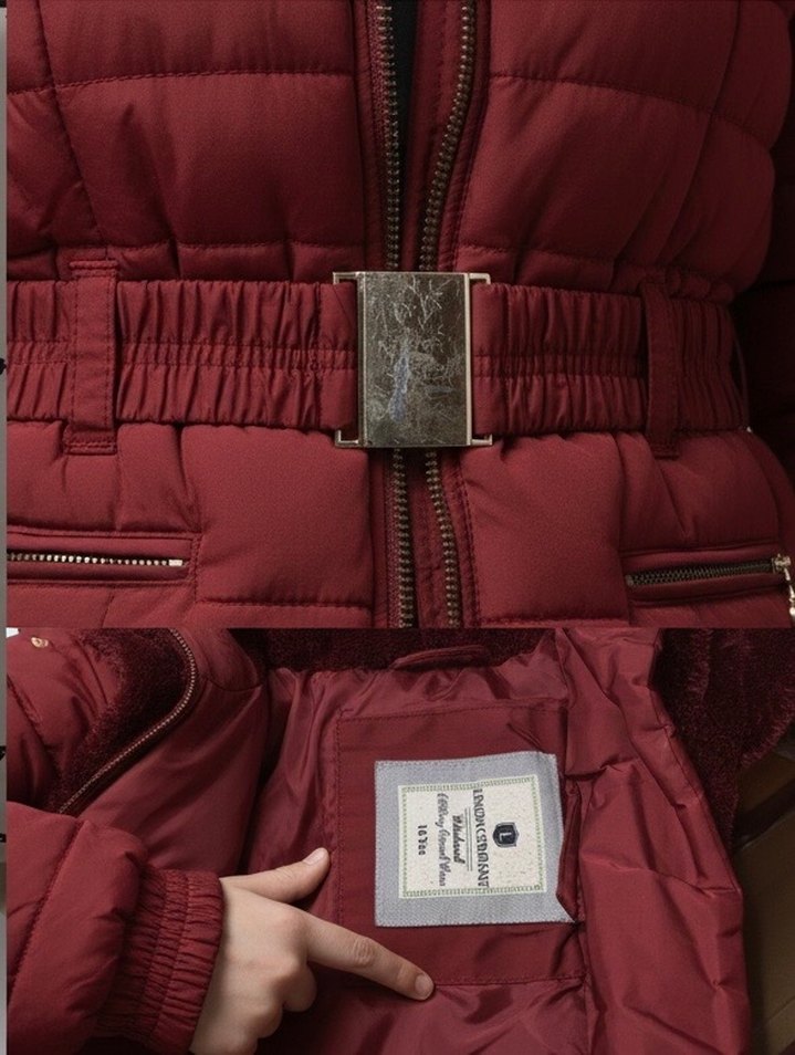 Kemerli Bordo Kız/Kadın Şişme Mont - Görsel 2