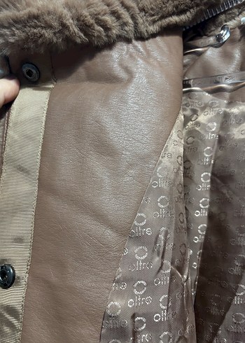 İtalyan Marka Oltre Kahverengi Kadın Peluş Kaban - Görsel 5