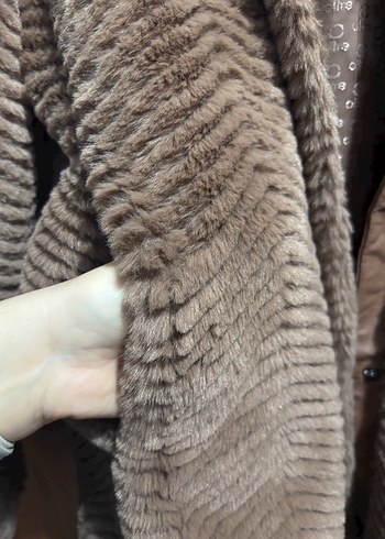İtalyan Marka Oltre Kahverengi Kadın Peluş Kaban - Görsel 6