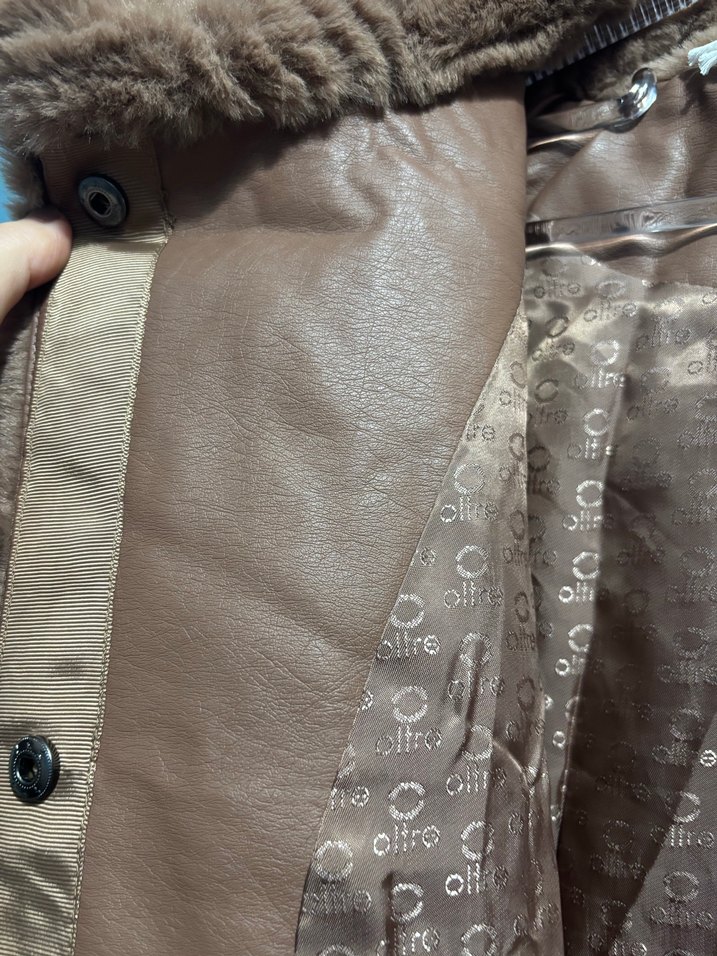 İtalyan Marka Oltre Kahverengi Kadın Peluş Kaban - Görsel 5