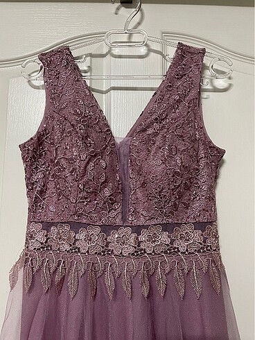 Gül Kurusu Pul İşlemeli Abiye Elbise - Görsel 2