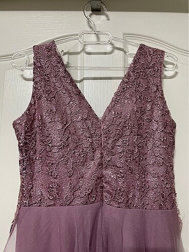 Gül Kurusu Pul İşlemeli Abiye Elbise - Görsel 3