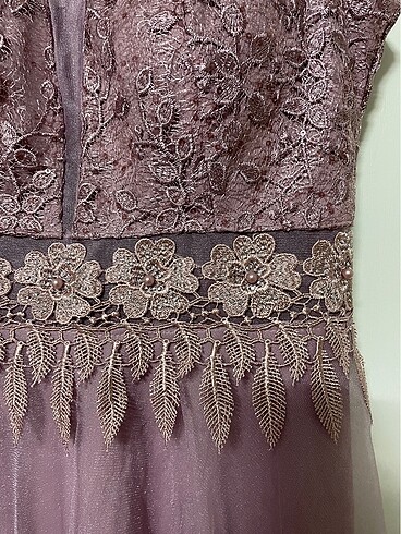 Gül Kurusu Pul İşlemeli Abiye Elbise - Görsel 5