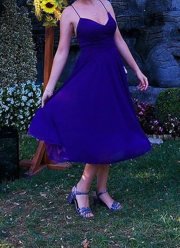 Alinçe Abiye Dekolteli Tül Elbise - Görsel 4