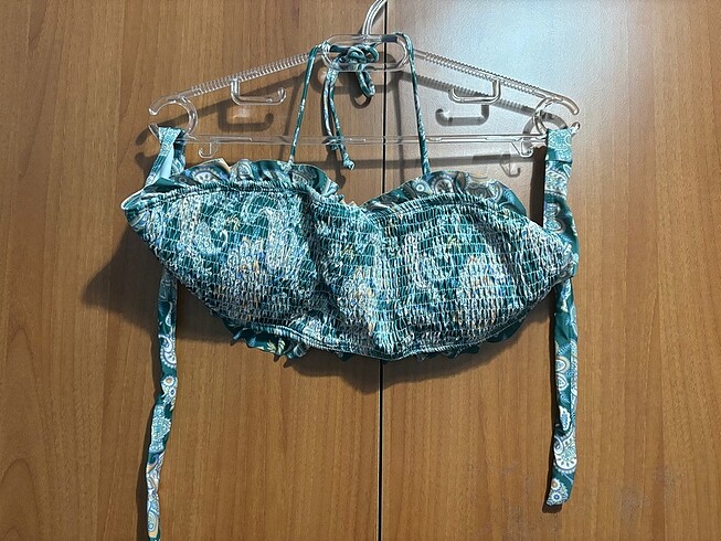 l Beden Yeşil Desenli bağlamalı Bikini Takımı