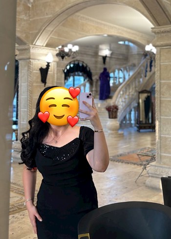 Siyah V Yaka  Midi Elbise - Görsel 2