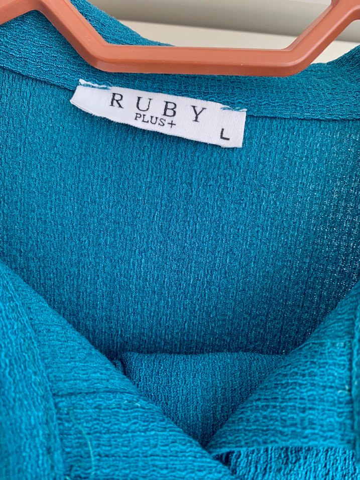 Mavi Keten Düğmeli Uzun Kollu İkili Takım - Görsel 3