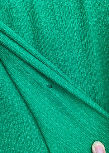 Düğmeli Yeşil Keten İkili Takım - Görsel 3