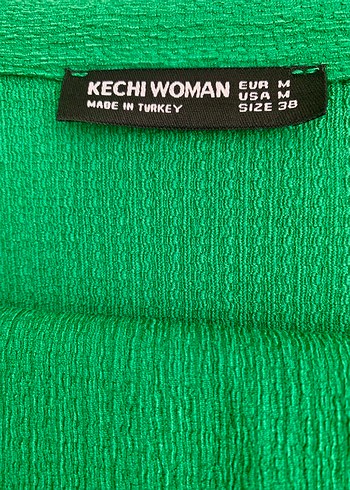 Düğmeli Yeşil Keten İkili Takım - Görsel 4