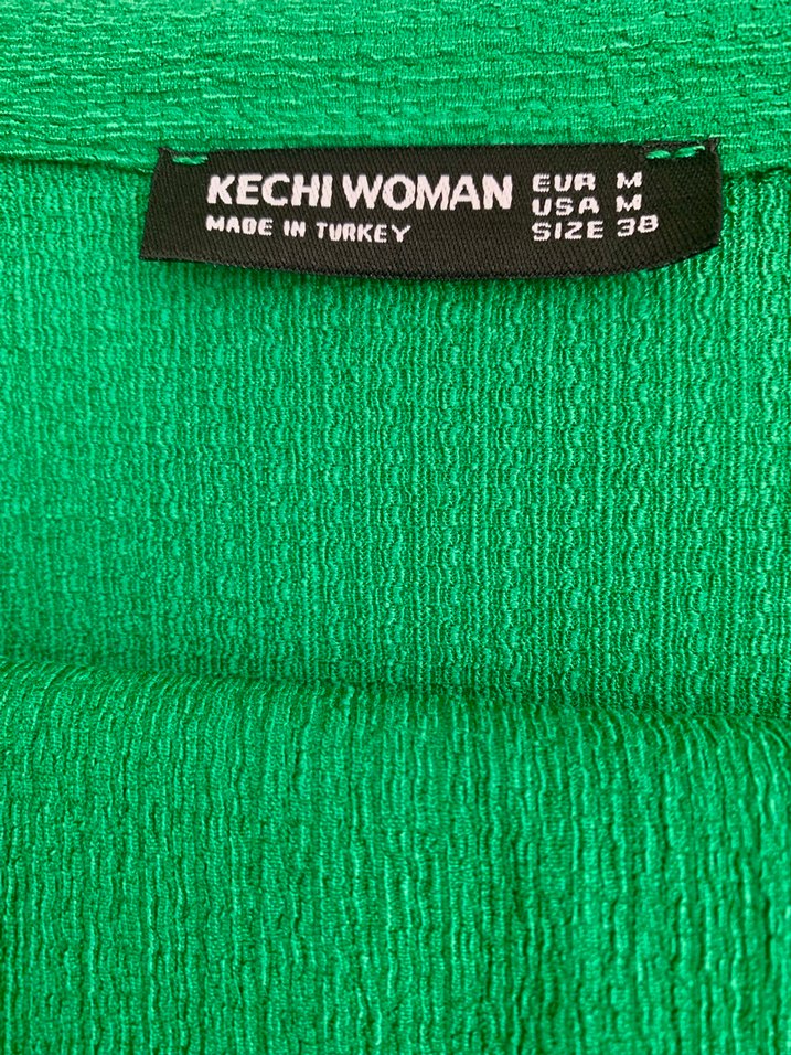 Düğmeli Yeşil Keten İkili Takım - Görsel 4