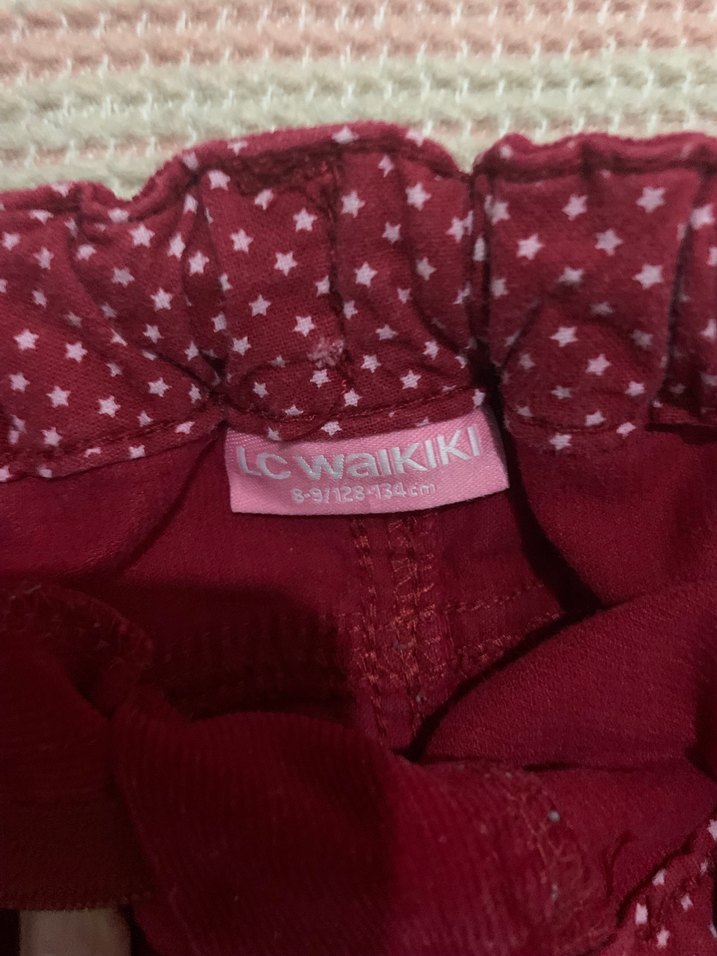 Kız Çocuk Koyu Kırmızı Süet Düğmeli Etek - Görsel 2