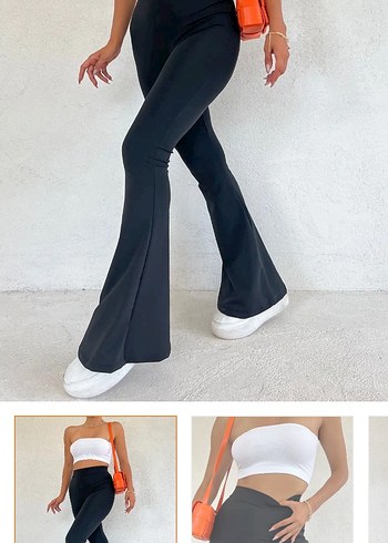 Günlük Siyah Kadın İspanyol Paça Pantolon - Görsel 2