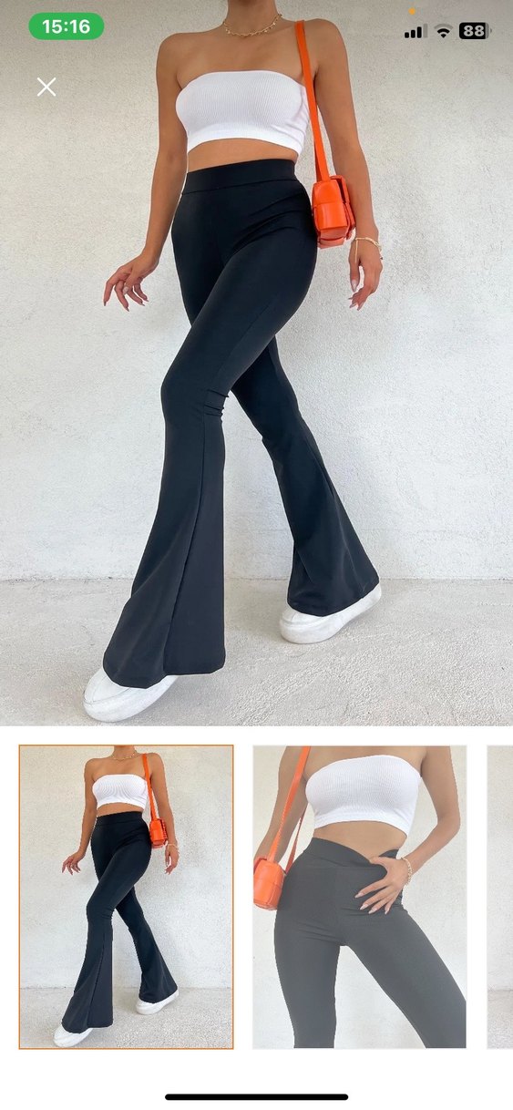 Günlük Siyah Kadın İspanyol Paça Pantolon - Görsel 2